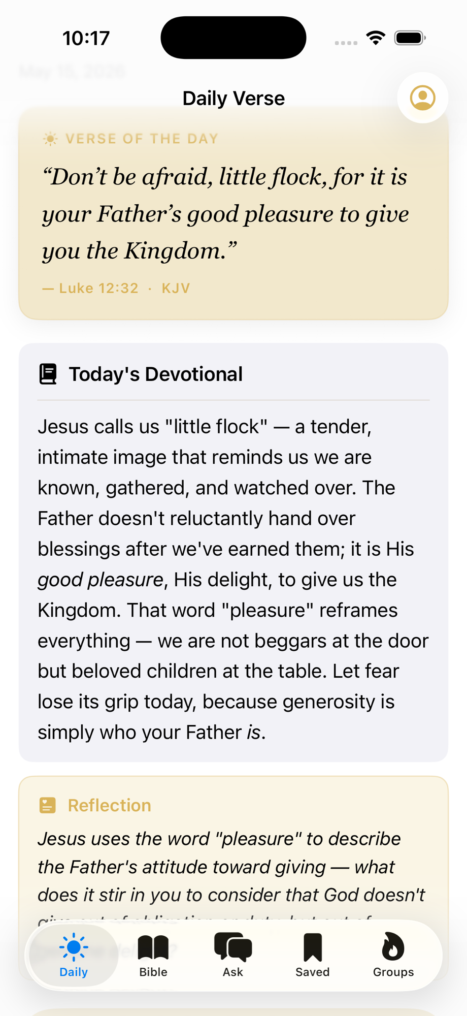 Cana Daily Verse screen