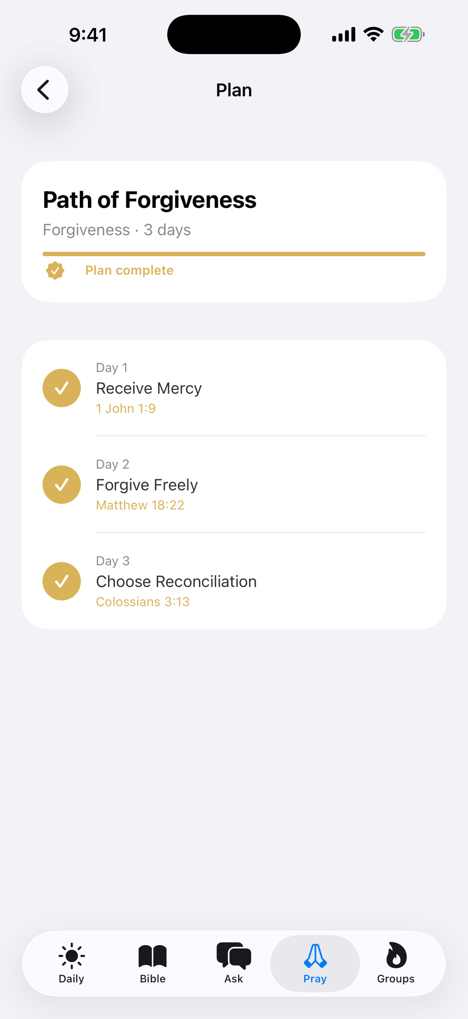 Path of Forgiveness, a three-day devotion plan made from a conversation