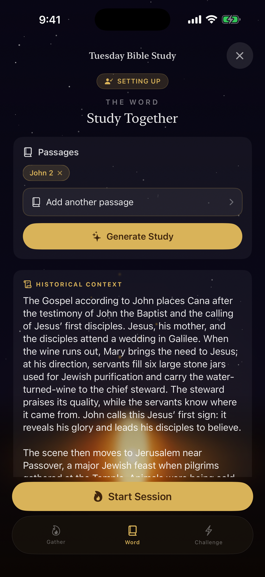 A group study on John 2, the wedding at Cana